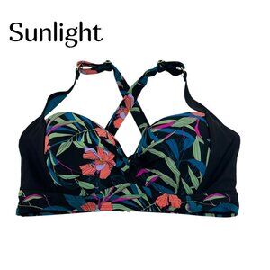 Terra & Sky Womens Floral Print Underwire Bikini Top SZ 0X (14W)